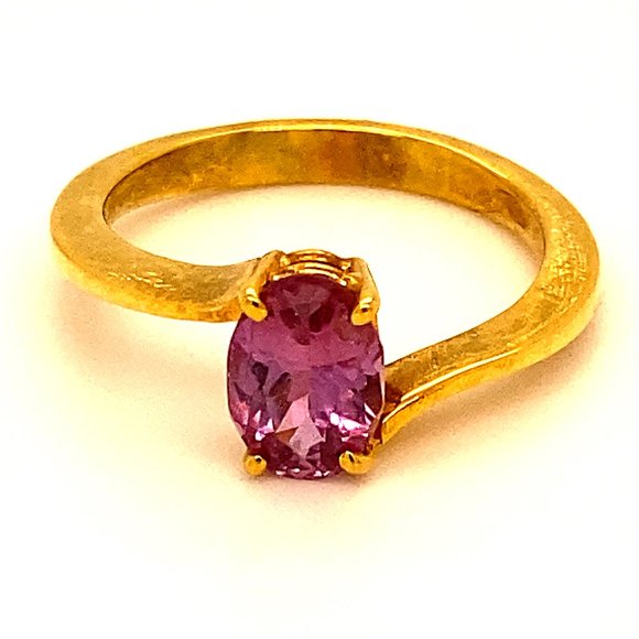Pink Sapphire 2.51ct Solid 18K Yellow Gold Ring - Picture 1 of 7